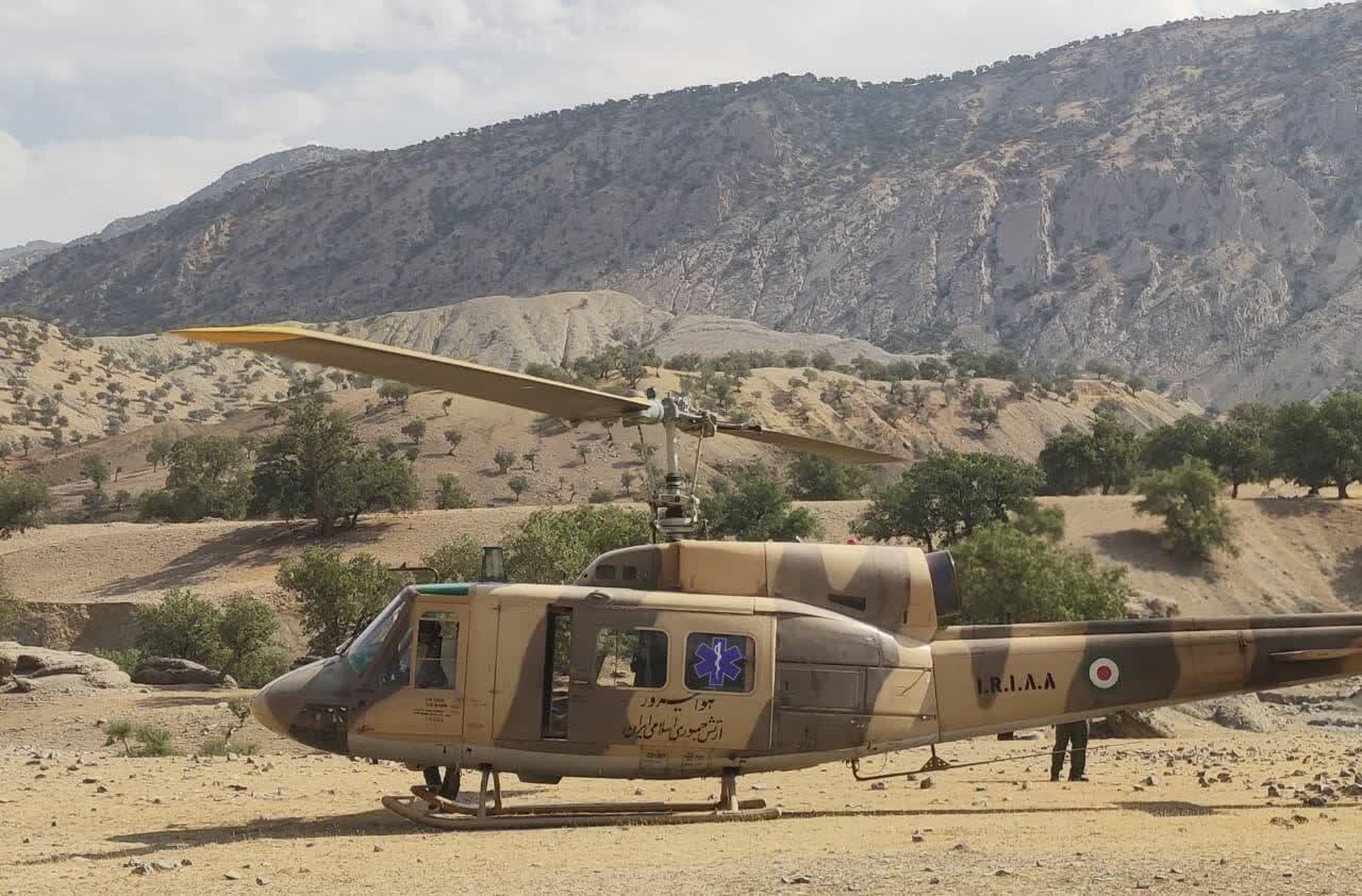 پرواز بالگرد اورژانس هوایی دزفول برای امدادرسانی به بانوی مصدوم در روستای شوی