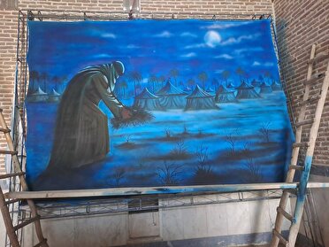 رونمایی از تابلوی نقاشی طلوع صبح عاشورا در سبزوار